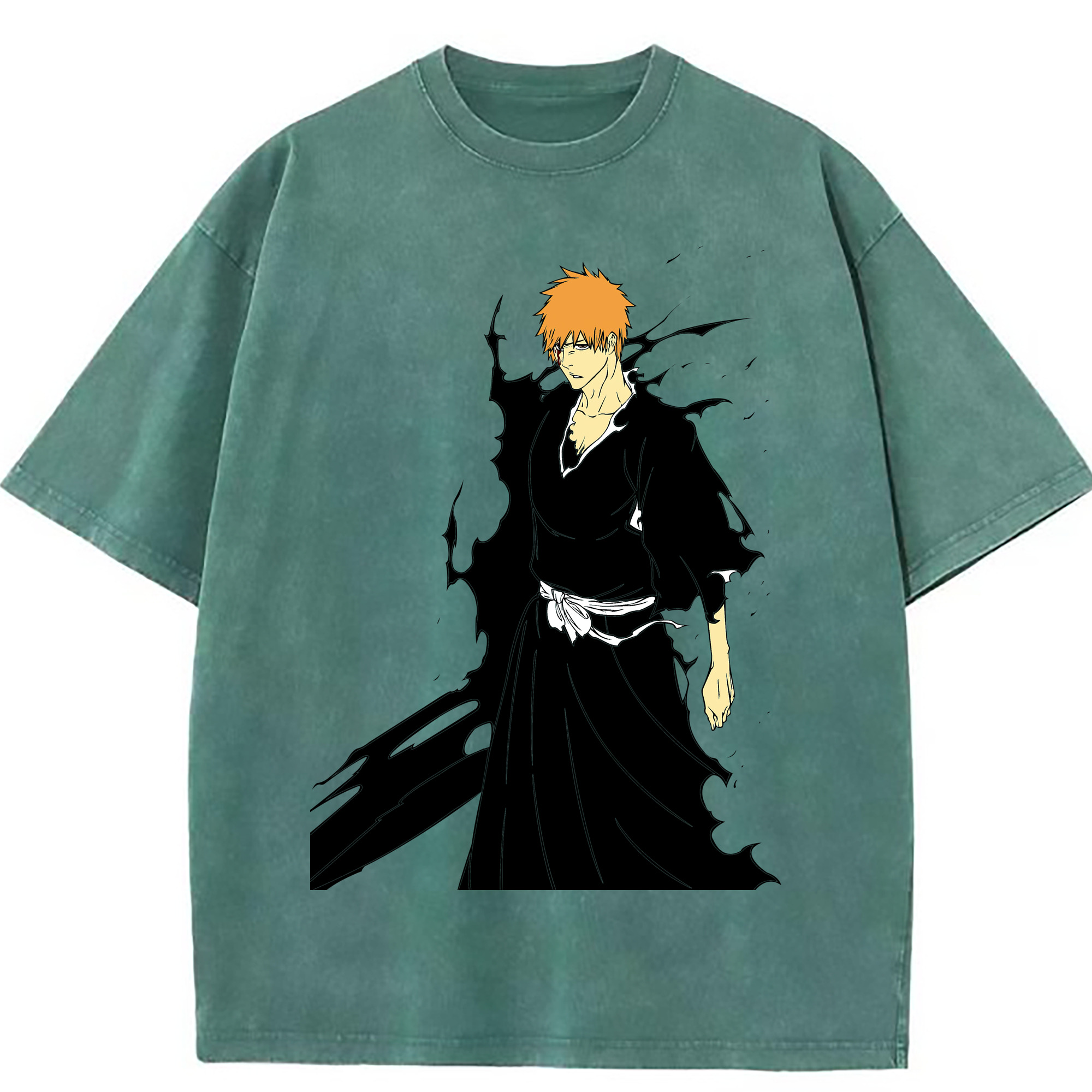 （画像用） ブリーチ 黒崎一護（くろさき いちご）BLEACH Kurosaki Ichigo 綿100% ヴィンテージ風 半袖Tシャツ（フロントプリント）
